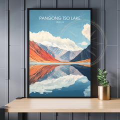 Affiche Lac Pangong Tso | Poster de voyage Inde | Affiche Lac