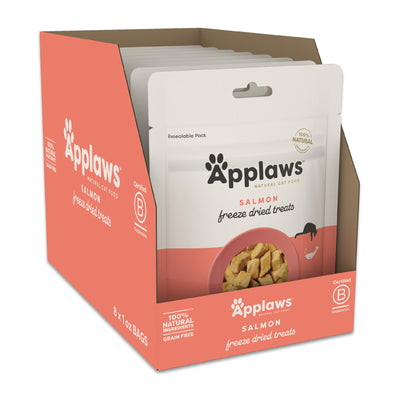 Applaws Freeze-Dried Salmon Cat Treats — Single Ingredient, Grain-Free (8 x 1 oz Bags)