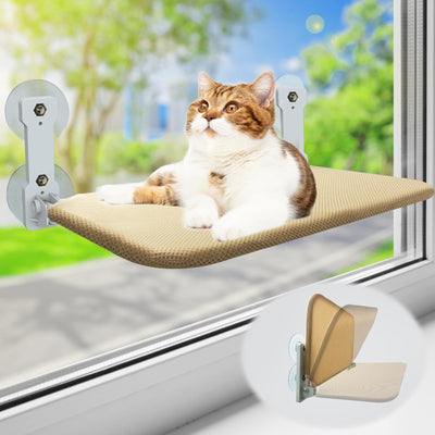 Cordless Cat Window Perch — Foldable Window Hammock with 4 Suction Cups & Metal Frame