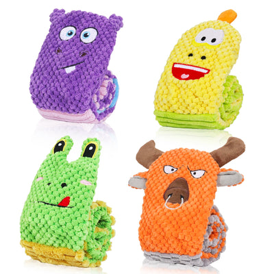 Snuffle Puzzle Toys for Dogs, 4-Pack — Treat-Hiding Squeaky Crinkle Enrichment Toys