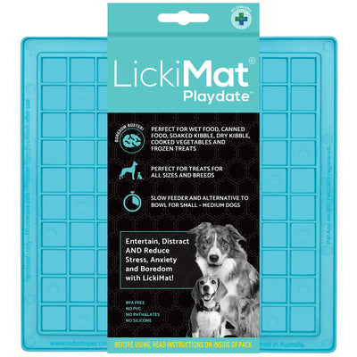 LickiMat Classic Playdate Lick Mat for Dogs — Slow Feeder & Calming Boredom Buster (Turquoise)