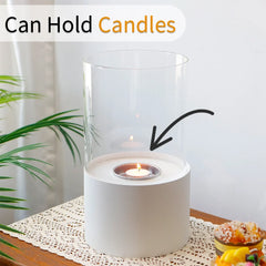 11.4"H  Round Portable Tabletop Fireplace(white)